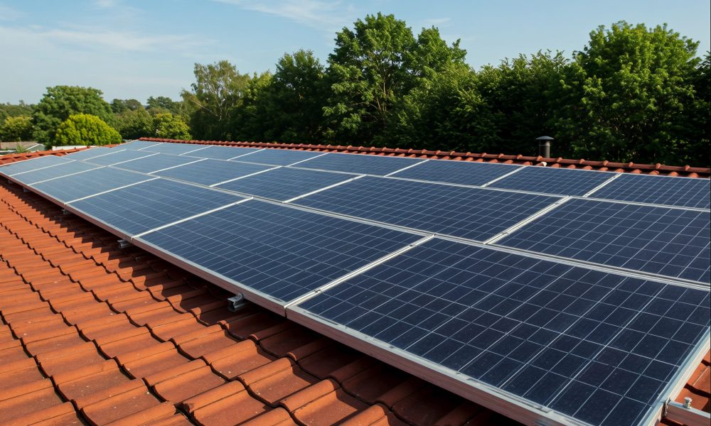 solar-panels-red-tile-roof-with-clear-blue-sky-background